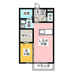 楽園B 1LDKの間取図画像