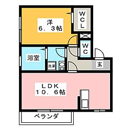 エフクレフ 1LDKの間取図画像