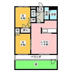 リバティコート 2LDKの間取図画像