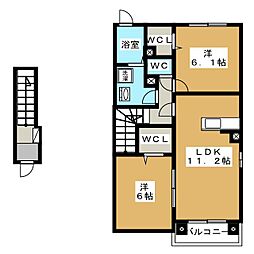 コウジィーコートセブン 2LDKの間取図画像