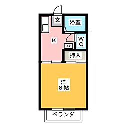 サン・ヒラ 1DKの間取図画像