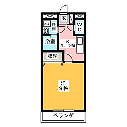セントラル 1Kの間取図画像