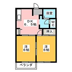 サンシャトー上浜 2DKの間取図画像
