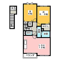 スカイブルー 2LDKの間取図画像