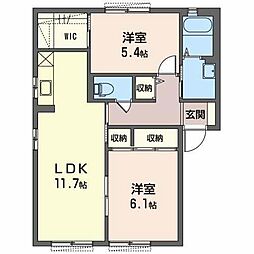 フラワーパーク 2LDKの間取図画像