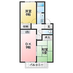 グリーンハイツジニアA 2DKの間取図画像
