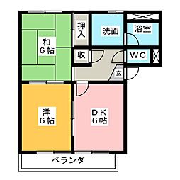 やけのヒルズ 2DKの間取図画像