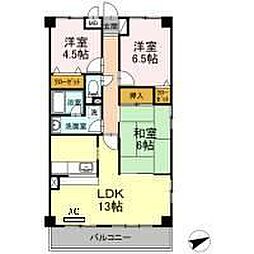 レジデンス若松 3階3LDKの間取り