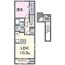 アヴニールII 202 ｜ 三重県鈴鹿市算所１丁目詳細未定（賃貸アパート1LDK・2階・44.28㎡） その2