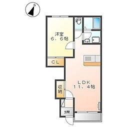 グッドヒルズＩＭ 1階1LDKの間取り