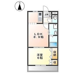 プレシャス 2階1LDKの間取り