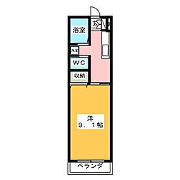 ダイムマンション阿古曽　II 2階1Kの間取り