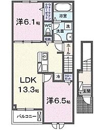 セレーネ 2階2LDKの間取り
