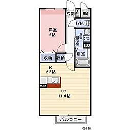 スターライズ 2階1LDKの間取り