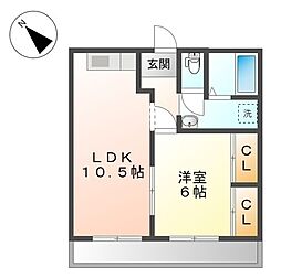 エスポア・ハイム 1LDKの間取図画像