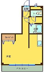 江島ランタンビル ワンルームの間取図画像