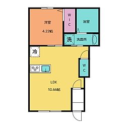 クリザンテーム白子 1LDKの間取図画像