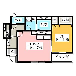 チェリーブロッサム 1LDKの間取図画像