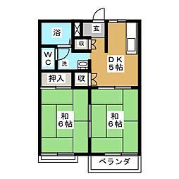 フレグランスHAYAMAB 2DKの間取図画像