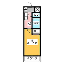 プランドール 1Kの間取図画像