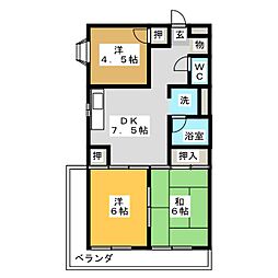 ベルメゾン鈴鹿 3DKの間取図画像