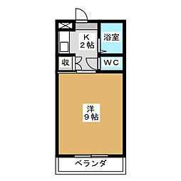 グランパス2 1Kの間取図画像