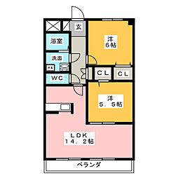 ルネスグラード1 2LDKの間取図画像