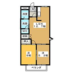 PureBellTree 2LDKの間取図画像