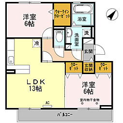 ダール・フルート 2LDKの間取図画像