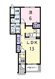 プリメロ2 1LDKの間取図画像