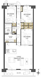 ライオンズマンション北鈴蘭台第2 3LDKの間取り