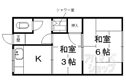 松山荘 2Kの間取図画像