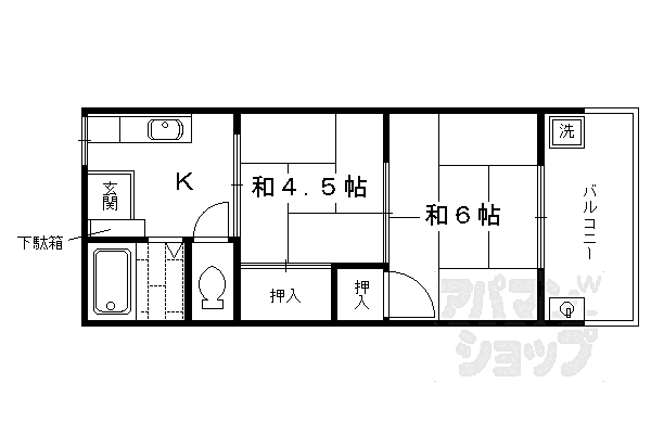 富家マンション 16｜京都府京都市南区吉祥院中河原里北町(賃貸マンション2K・3階・30.00㎡)の写真 その2