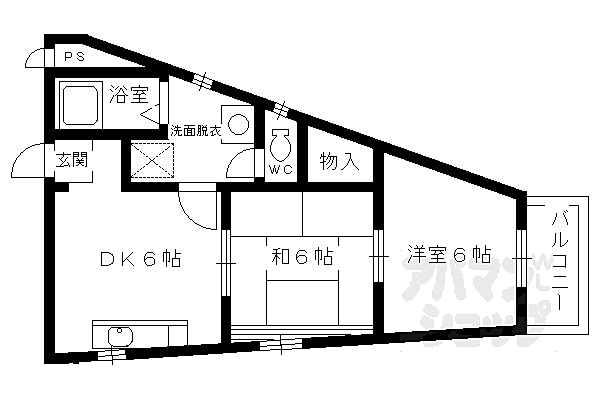 ベルメゾンナカムラ 301｜京都府長岡京市長岡一丁目(賃貸マンション2DK・3階・41.00㎡)の写真 その2