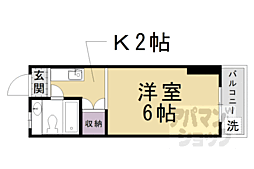 京都地下鉄東西線 西大路御池駅 徒歩2分の賃貸マンション 3階1Kの間取り