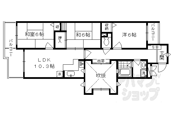 京都府京都市右京区太秦森ケ前町(賃貸マンション3LDK・2階・68.12㎡)の写真 その2