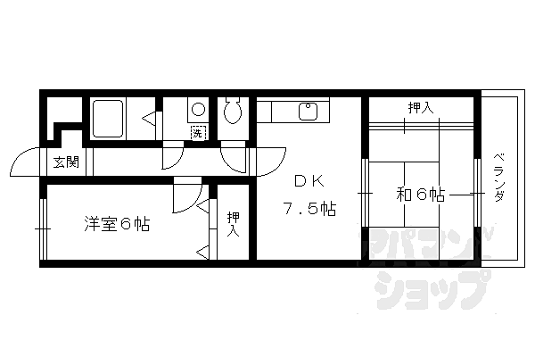 第一ファラオ 110｜京都府向日市寺戸町西田中瀬(賃貸マンション2DK・1階・48.30㎡)の写真 その2