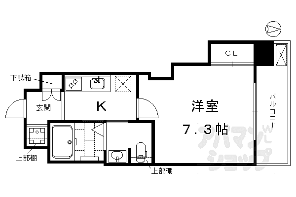 アクアプレイス京都洛南ＩＩ 501｜京都府京都市南区吉祥院九条町(賃貸マンション1K・5階・24.66㎡)の写真 その2