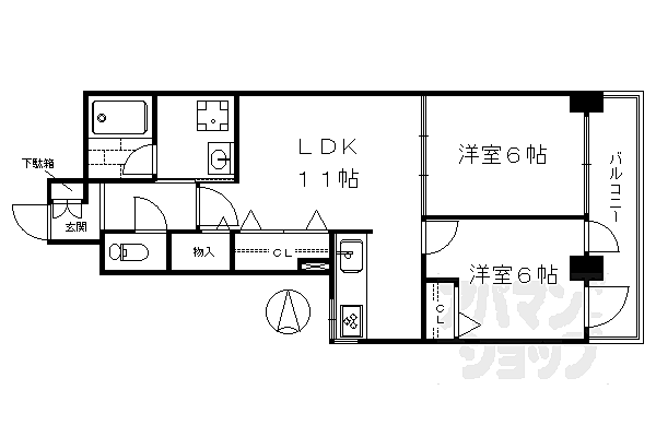 ユニティ西大路 602｜京都府京都市下京区七条御所ノ内北町(賃貸マンション2LDK・6階・50.00㎡)の写真 その2