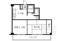 JR山陰本線 嵯峨嵐山駅 徒歩10分の賃貸マンション 3階2DKの間取り