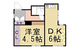 京都市営烏丸線 烏丸御池駅 徒歩7分の賃貸マンション 3階1DKの間取り