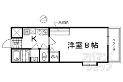 フラッティ唐橋 1階1Kの間取り