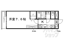 フラッティ西大路花屋町 4階1Kの間取り