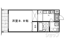 京福電気鉄道北野線 北野白梅町駅 徒歩15分の賃貸マンション 1階1Kの間取り