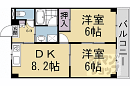 エクセル新十条 4階2DKの間取り