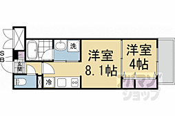 アリビオ東寺 1階1LDKの間取り