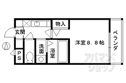 JR奈良線 JR藤森駅 徒歩15分の賃貸マンション 1階1Kの間取り