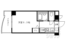 阪急京都本線 西院駅 徒歩5分の賃貸マンション 3階1Kの間取り