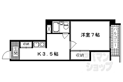 京都市営烏丸線 五条駅 徒歩7分の賃貸マンション 4階1Kの間取り