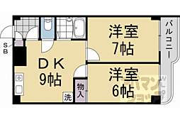 ドミール小野 1階2DKの間取り